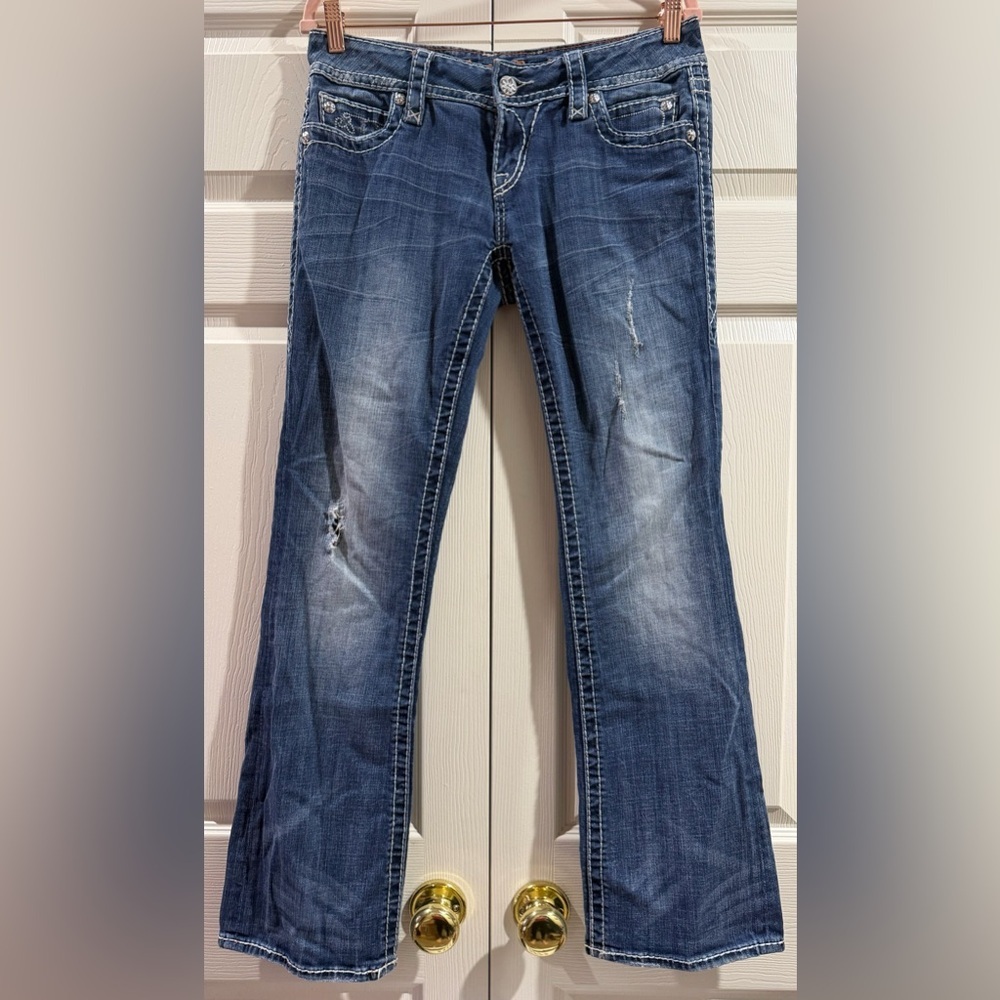 Rock Revival Womens 28x30 Jamie Easy Boot Cut jeans Embellished Pockets Denim